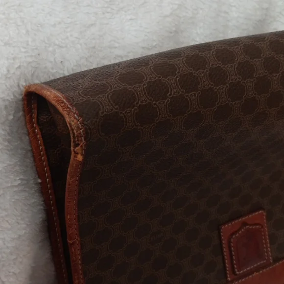 Celine Brown Toiletry Bag with Leather Trim - Picture 10 of 14